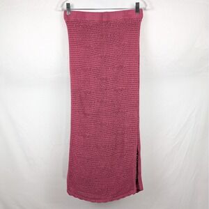 Vtg‎ Y2K Steve Madden Knit Tube Skirt Midi Crochet Pink M Coquette Romantic